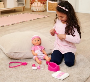 Papusa Simba New Born Baby 38cm cu Accesorii Doctor si Functie de Baut si Udat - Img 5