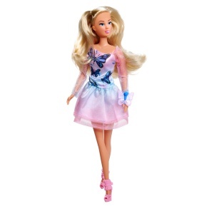 Papusa Simba Steffi Love Butterfly 29cm Rochie cu Model Fluturi Accesorii Incluse - Img 2