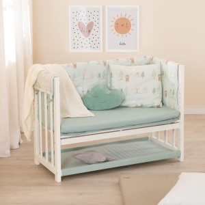 Pat multifunctional pentru bebelusi Roba 4-in-1, 45x90 cm, albpastel verde, design Woodland Buddies - Img 7