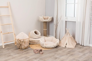Pat pentru caini TRIXIE Boho, 65 x 65 cm, moale, lavabil, bej - Img 6