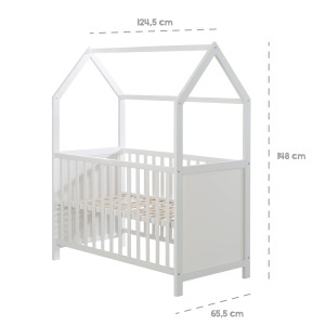 Pat pentru copii Roba Hausbett 60x120 cm alb reglabil pe inaltime transformabil - Img 8
