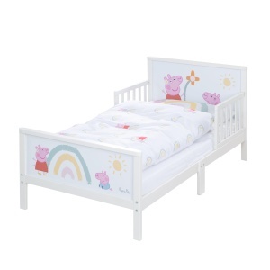 Pat pentru copii roba Peppa Pig 70x140 cm cu lenjerie inclusa alb - Img 3