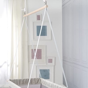 Pat suspendat pentru bebelusi roba Safe Asleep 90x45 cm material Mesh gri cu elemente din lemn - Img 10