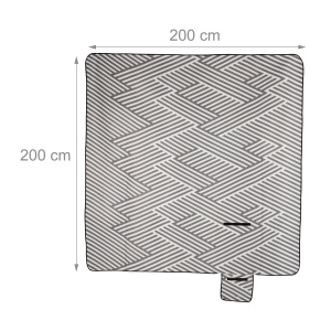 Patura de Picnic Relaxdays XXL, 200 x 200 cm, impermeabila, gri-alb - Img 4