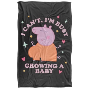 Patura Mummy Pig cu Touch Satinat, 91 x 147 cm, 300 GSM