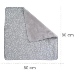 Patura pentru bebelusi roba Babydecke Miffy 80x80 cm 2 fete gri ideala pentru carucior - Img 4