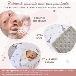 Paturica bebelusi Sophie la Girafe 850740, material moale, gri, 91x73 cm - Img 5