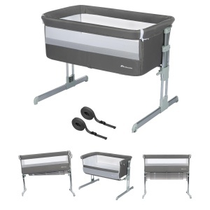 Patut Bebe 2-in-1 Bebeconfort Calidoo, Beistellbett si Stubenwagen, 0-6 luni, 5 inaltimi, Grey Mist