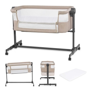 Patut multifunctional Kinderkraft NESTEE UP 2, 2-in-1, cu roti, bej - Img 3