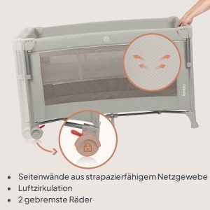Patut multifunctional Lionelo Ellen 3 in 1 pentru copii, ajustabil, cu roti - Img 7