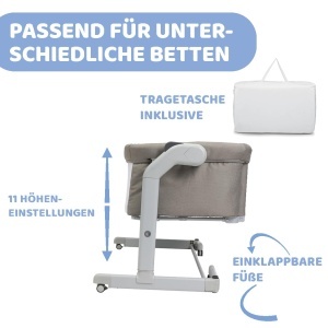 Patut pentru bebelusi Chicco Next2Me Magic Evo, cu functie de balansare, 11 inaltimi, bej - Img 5