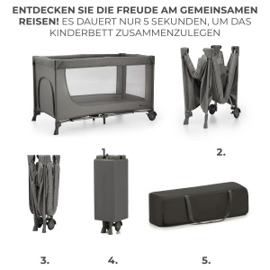 Patut pentru copii Kinderkraft Joy 2 in 1, design modern, gri inchis - Img 3