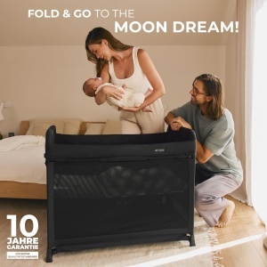 Patut pliabil Kinderkraft Moon Dream, bej, cu saltea si geanta de transport - Img 2