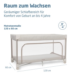 Patut pliabil Maxi-Cosi Merlin, 2-in-1, 120x60 cm, cu saltea CloudCore, Bej - Img 5
