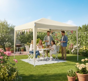 Pavilion pliabil Goodyear 3x3 m bej, impermeabil, pentru gradina si plaja - Img 4