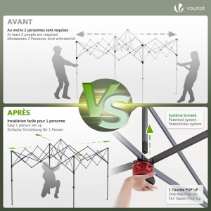 Pavilion pliabil VOUNOT 3x3m impermeabil, verde, cu 4 laterale si 3 saci cu nisip - Img 3