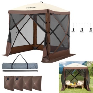 Pavilion Pop-Up VEVOR 6x6 ft Cu Baldachin si Protectie UV Culoare Maro
