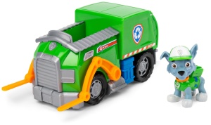 PAW PATROL, camion de reciclare cu figurina Rocky (Sustainable Basic Vehicle), jucarie pentru copii de la 3 ani si mai mari