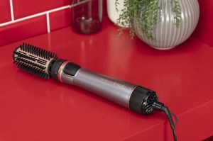 Perie cu aer cald rotativa [automata] Keratin Protect (inclusiv 3 atasamente: 2 perii rotunde + amplificator pentru mai mult volum) + agrafe de par, acoperire ceramica cu ulei de migdale, AS8811,Gri - Img 13