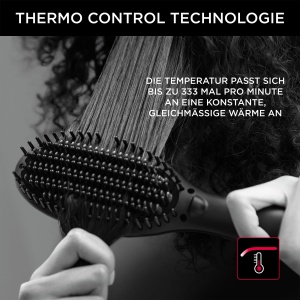 Perie de indreptat Rowenta x Karl Lagerfeld CF582L | pentru toate tipurile de par | Netezire usoara si rapida | Delicat cu parul | Acoperire ceramica | Functia Ion |Negru/Rosu - Img 8
