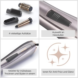 Perie de par cu aer cald BaByliss Air Style 1000, 1000W, 4 accesorii, cuprugri - Img 7