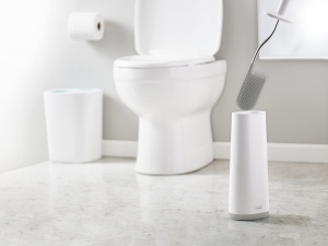 Perie de toaleta Joseph Joseph Flex cu suport design compact anti-picurare grialb - Img 5