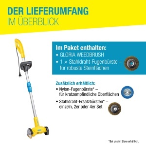 Perie electrica pentru curatarea rosturilor GLORIA WeedBrush, 300W, cu perie din otel - Img 3
