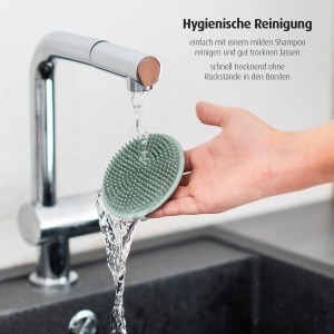 Perie pentru baie reer BabyCare din silicon, culoare mint, cu manere pentru un grip sigur - Img 5