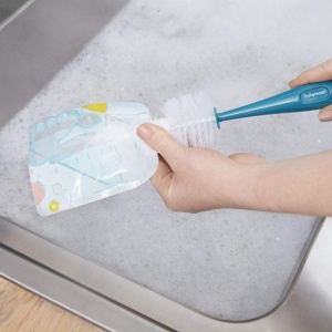 Perie pentru Sticle Babymoov cu Perie pentru Suport, 2 in 1, Albastra - Img 4