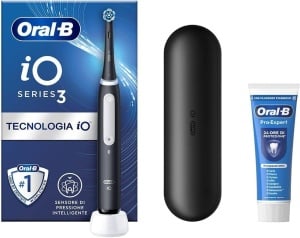 Periuta electrica Oral-B iO 3, neagra, cu cap de rezerva si pasta de dinti