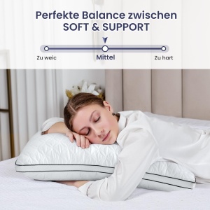 Perna BedStory 40x80cm Set de 2 perne, Perna de dormit din microfibre 2X950g, Perne de pat respirabile si lavabile, ideale pentru un somn profund odihnitor, certificat Oeko-Tex - Img 5