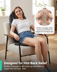Perna de masaj Shiatsu Snailax, cu functie de incalzire si vibratie, ideala pentru spate si umeri - Img 2