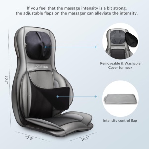 Perna de scaun pentru masaj Shiatsu pentru spate si gat Comfier cu caldura - Tampon de masaj de framantare 2D/3D cu spatar complet si compresa de aer reglabila, Covoras de masaj pentru tot corpul pentru femei, barbati - Img 6