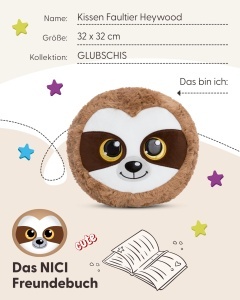 Perna Figurala NICI Sloth Heywood 32x32 cm Moale si Pufoasa Maro - Img 6