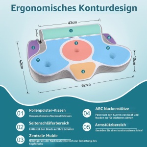 Perna Memory Foam TopEsct pentru Somn, Gri, 2 Inaltimi, Design Ergonomic - Img 5