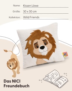 Perna NICI King Kimari 30x30cm - Culoare maro, Design leu prietenos - Img 6