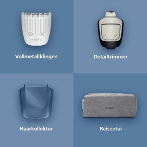 Philips Aparat de tuns barba seria 5000 - Lame metalice cu ascutire automata, 40 de setari de lungime, tehnologie BeardSense, colector de par, 100% rezistent la apa, husa de calatorie, model BT5765/15 - Img 4