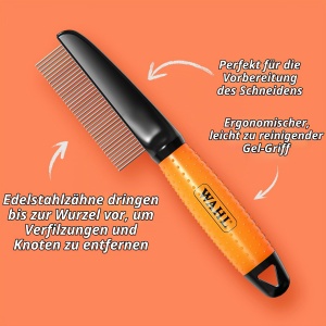 Pieptene pentru animale Wahl cu maner ergonomic, inoxidabil, ideal pentru blana medie - Img 5