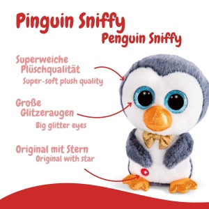 Pinguin de plus NICI Glubschis X-Mas Sniffy 15 cm, ochi stralucitori, albastruAlb - Img 3