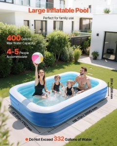 Piscina gonflabila VEVOR 3000x1702x508 mm 1514 litri pentru familie cu kit de reparatii - Img 2