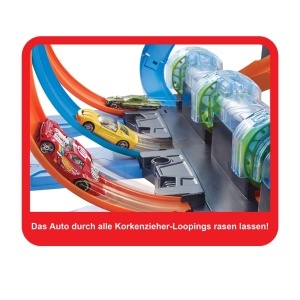 Pista de curse Hot Wheels Korkenzieher FTB65 cu 3 loopings si 3 zone de crash - Img 4