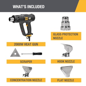 Pistol de caldura CAT DX87, 2000W, temperatura 50-600C, 5 duze incluse - Img 8