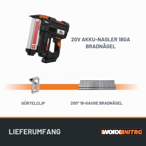 Pistol de unghii WORX WX842.9 18GA, 20V, fara acumulator si incarcator - Img 7