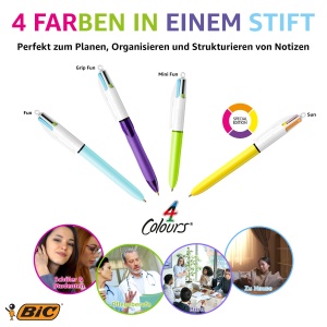 Pix BIC 4 Culori Fun, 12 buc, Pastel Albastru, Scriere 0.4 mm - Img 5
