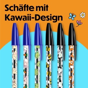 Pix BIC Cristal Decors Kawaii, 8 bucati, 1.0 mm, cerneala albastra si neagra - Img 3
