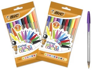 Pix BIC Cristal Multicolour, 20 culori, grosime 1.6 mm, 2 seturi a cate 10 bucati