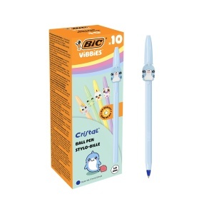 Pix BIC Vibbies Cristal, 10 Motive Animale, Strichstarke 0,32 mm, Albastru - Img 1