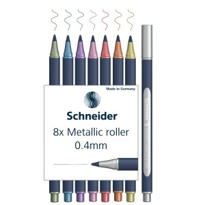 Pixuri rollerball Schneider Paint-It Metallic 050, 8 culori, 0,4 mm, bioplastic