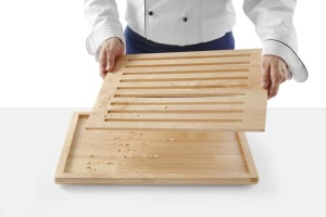 Placa de taiat din lemn APS Rubberwood, 32 x 47,5 cm, cu compartiment pentru firimituri - Img 3
