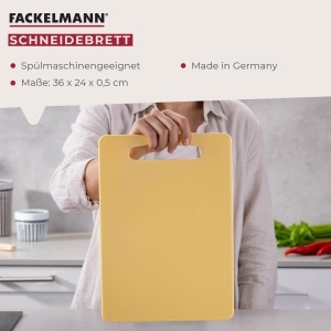 Placa de taiat Fackelmann 36 x 24 cm, pentru legume, fructe si carne, galbena - Img 2